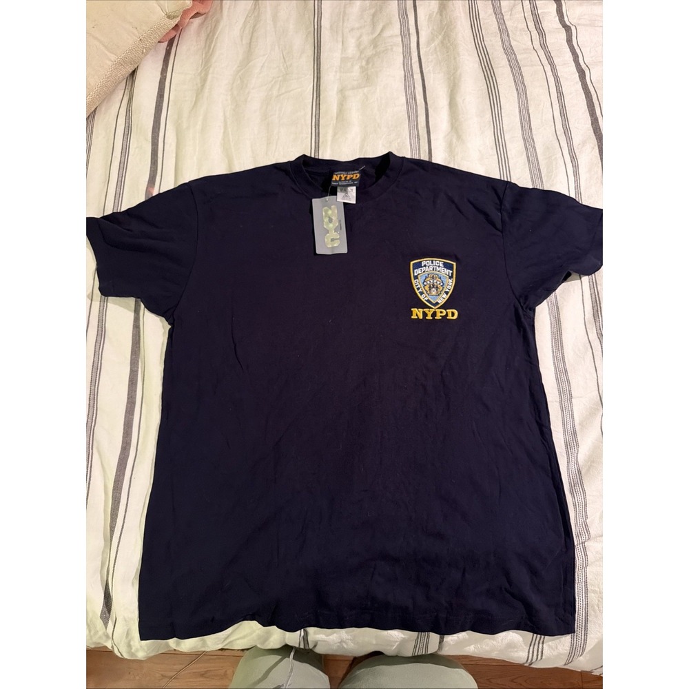 Navy Blue NYPD T-Shirt Official Embroidered Logo Patch NY Police Dept NYC Tee XL